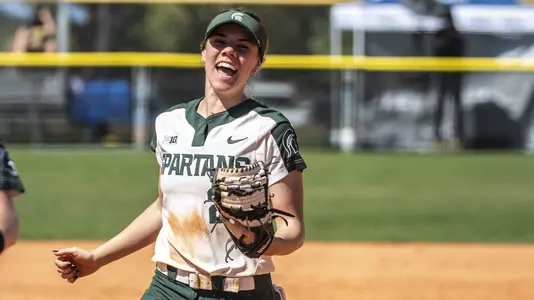 LEESBURG, FL - FEBRUARY 28: The Michigan State Spartans softball team takes on the Iowa Hawkeyes at Sleepy Hollow Sports Complex on February 28, 2021 in Leesburg, Florida.
(Ben Solomon/Michigan State Athletics)
