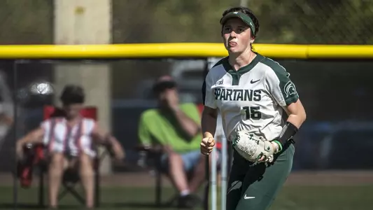 LEESBURG, FL - FEBRUARY 28: The Michigan State Spartans softball team takes on the Iowa Hawkeyes at Sleepy Hollow Sports Complex on February 28, 2021 in Leesburg, Florida.
(Ben Solomon/Michigan State Athletics)