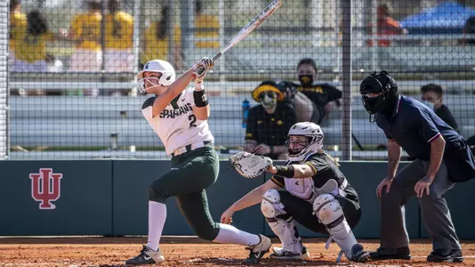 LEESBURG, FL - FEBRUARY 28: The Michigan State Spartans softball team takes on the Iowa Hawkeyes at Sleepy Hollow Sports Complex on February 28, 2021 in Leesburg, Florida.
(Ben Solomon/Michigan State Athletics)