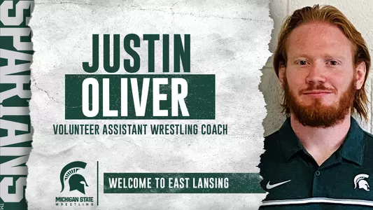 Wrestling volunteer assistant coach Justin Oliver graphic