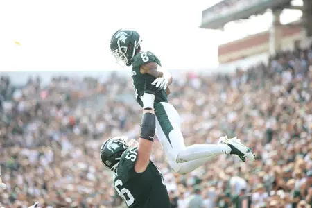Jalen Nailor and Matt Carrick celebration vs Youngstown State