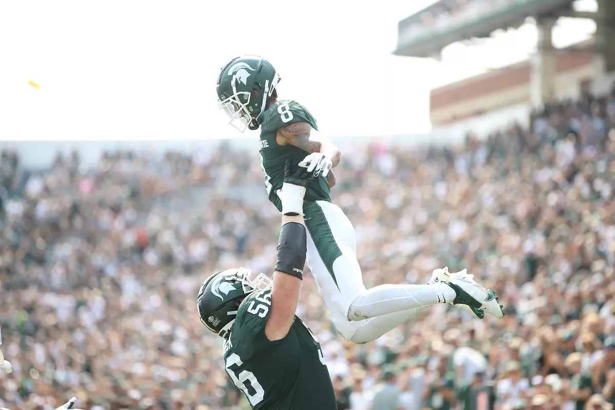 Jalen Nailor and Matt Carrick celebration vs Youngstown State