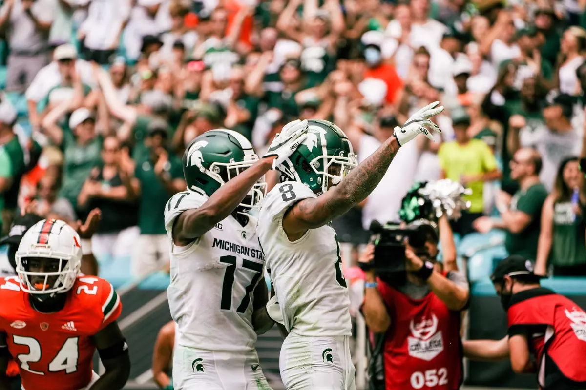 Jalen Nailor and Tre Mosley celebration at Miami