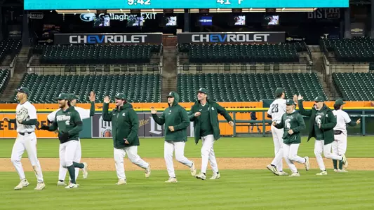 Team celebration vs Notre Dame Comerica 2022