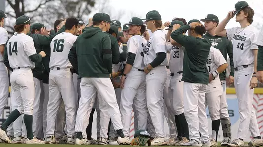 Team huddle Greenville 2022 Fluor Field