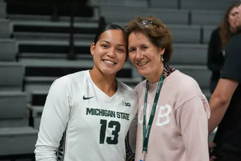 Aliyah Moore and Kathy DeBoer, volleyball, 2023, Duke