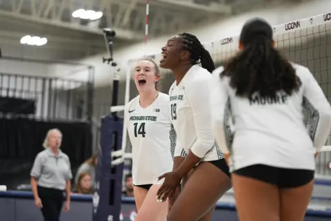 Taylah Holdem and Amani McArthur, volleyball, 2023, Brown