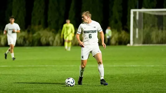 Stout, men's soccer, 2024, action