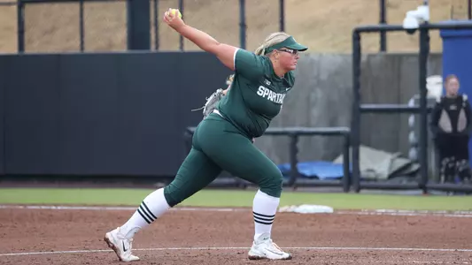 Durham, NC Ð Feb 23: NCAA Softball - Michigan State vs Elon at Duke Softball Stadium in Durham, NC on February 23, 2024. (Credit: Andy Mead/YCJ)