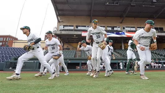 Team breaking huddle at Fluor Field