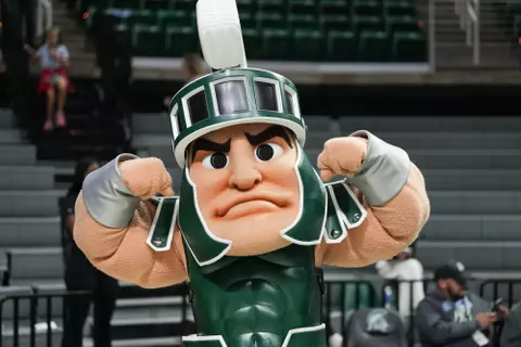 Sparty, volleyball, action, 2024