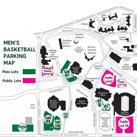 Men's Basketball Parking Map Lots