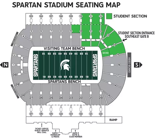2025 Spartan Stadium Student Section Map