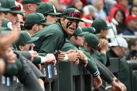 JT Sokolove, team, dugout at Big Ten Tournament