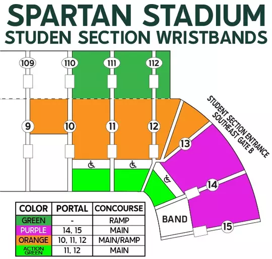 Student Section Wristband Map Example