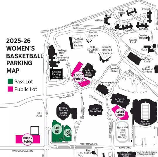 2025-26 Women's Basketball Parking Map