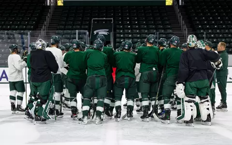 Michigan State hockey, practice, 2025, action