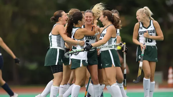 Mora Cavazza celebrates after scoring a goal against Longwood