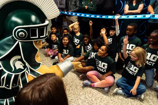 Sparty at B1G Build Initiative Project At Pattengill School