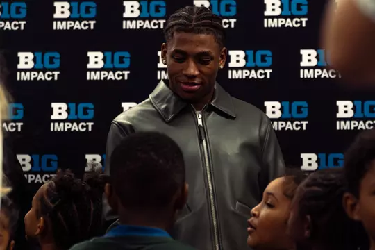 Men’s basketball student-athlete, Jeremy Fears Jr., also spoke at the unveiling ceremony B1G Build Initiative Project At Pattengill School.
