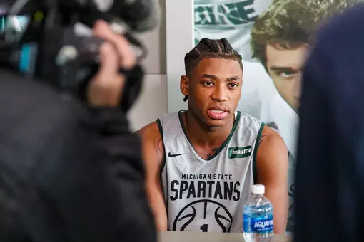 Jeremy Fears Jr. during MSU's on-campus media day in 2026.