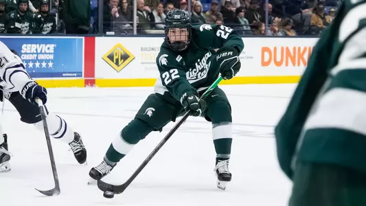 Tommy Bleyl passes the puck at New Hampshire on Oct. 24