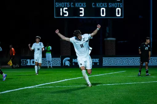Luke Spadafora celebrates after scoring.