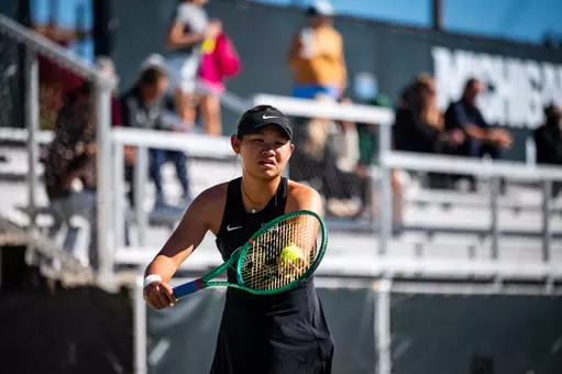 Mengquio Lu action shot during the Spartan Invite at Spartan Tennis, MSU Athletics’ new outdoor courts and center.