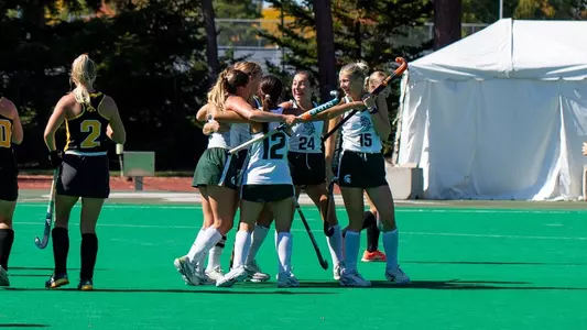 Michigan State field hockey celebrates after a goal