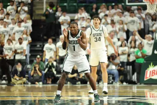 Jeremy Fears during an exhibition game against Incarnate Word.