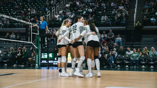 Volleyball huddle vs. Oregon 2026