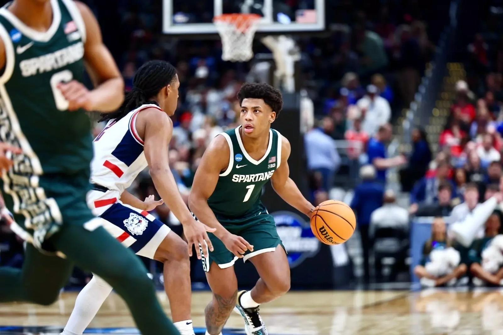 Jeremy Fears goes against UConn in the East Regional Semifinal in Washington, D.C.