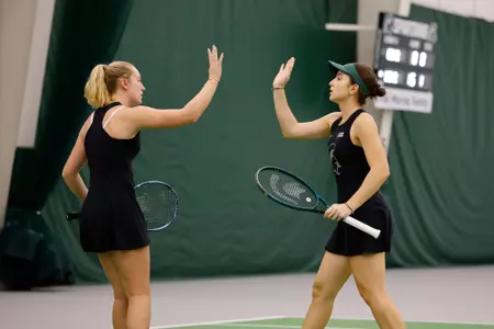 Matilde Morais and Ellie Blackford action shot