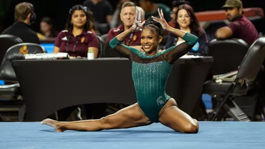 Nikki Smith finishes a floor routine at the NCAA Regional Final