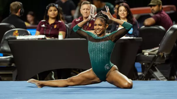 Nikki Smith finishes a floor routine at the NCAA Regional Final