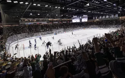 The Munn Ice Arena crowd after a Spartan goal against Penn State