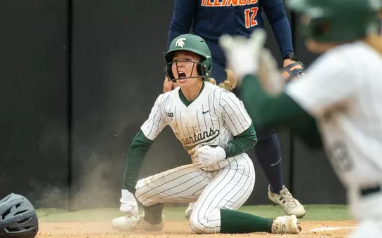 Ava Coffinger celebrates at home plate