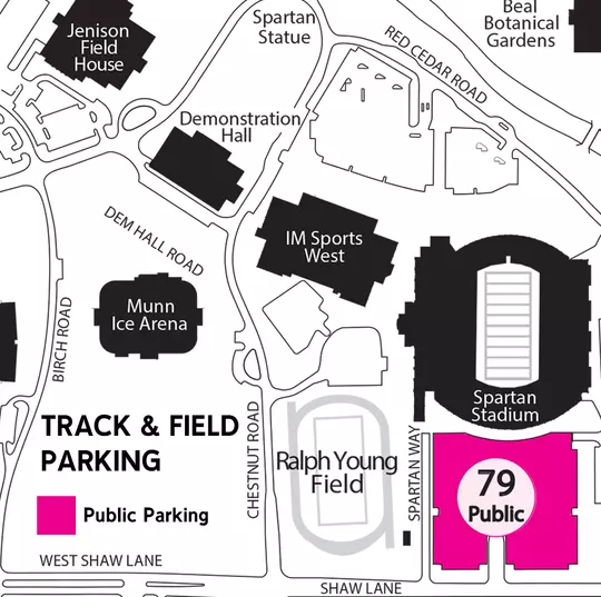 Track and Field parking map for events