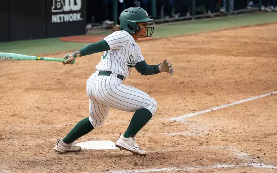 Natalia Kenyatta with a base hit at Secchia Stadium