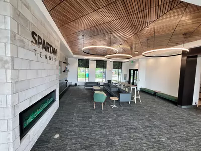 The new team room inside Spartan Tennis, the new home for the Michigan State men's and women's tennis programs.