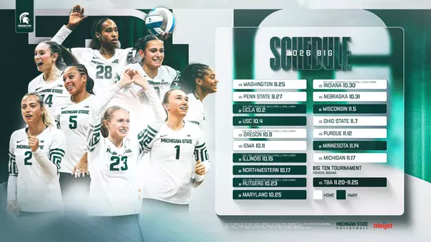 Schedule graphic for 2026 volleyball Big Ten matches