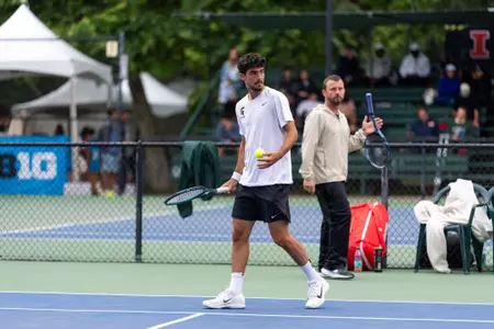 Taym Alazmeh and Coach Mike Flowers at Big Ten Tournament Championship match in Ojai, Calif.