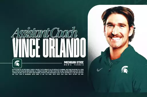 Men's tennis assistant coach Vince Orlando announcement graphic