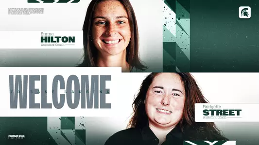 Graphic announcing Emma Hilton and Bridgette Street as Field Hockey Assistant Coaches in 2026