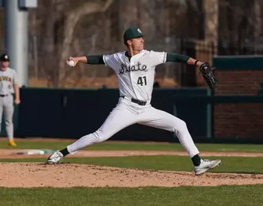 Nolan Higgins action photo vs Iowa at Jeff Ishbia Field at McLane Stadium