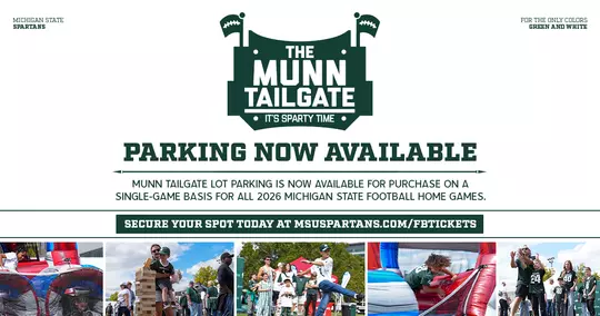 2026 Munn Tailgate graphic showing photos of fans tailgating