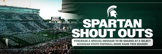 Spartan Shoutout header Graphic with a photo of Spartan Stadium
