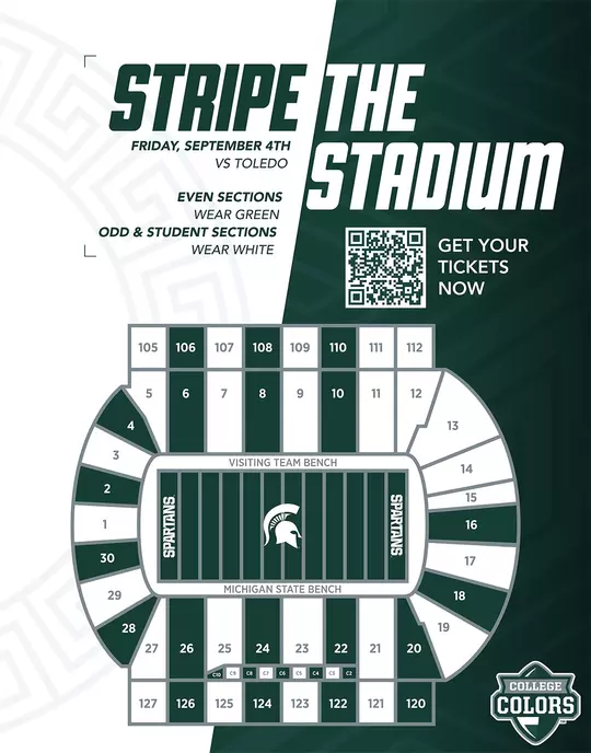Stripe The Stadium Graphic showing the map of what section is green and white