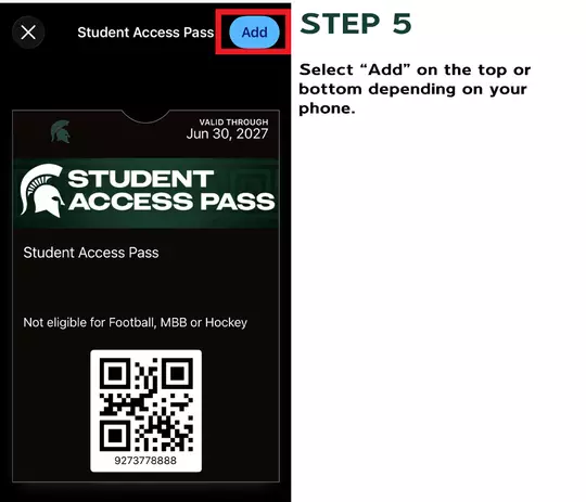 Add Student Access Pass Step 5