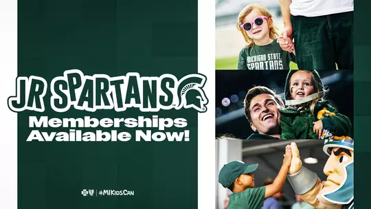 Jr Spartans Club Memberships On Sale Graphic with a photo of kids